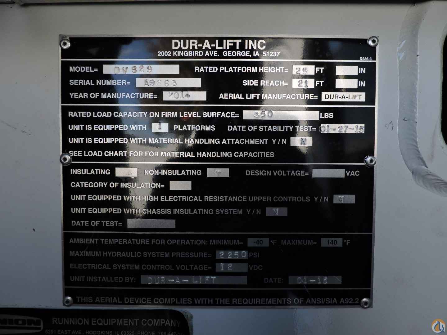 2014 DUR-A-LIFT DVS 29TS Bucket/Service Truck Crane for Sale in Hodgkins Illinois Crane Network image 10