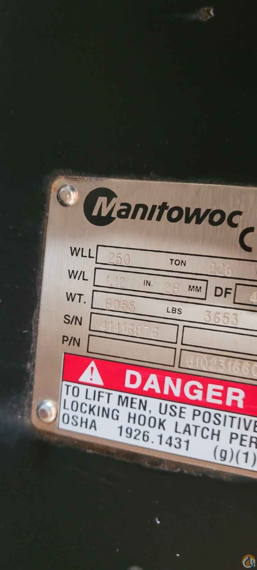 Manitowoc 8 Sheave 250 Ton Duplex Hook Block Hook Block Part for Sale in Cleveland Ohio Crane Network image 0