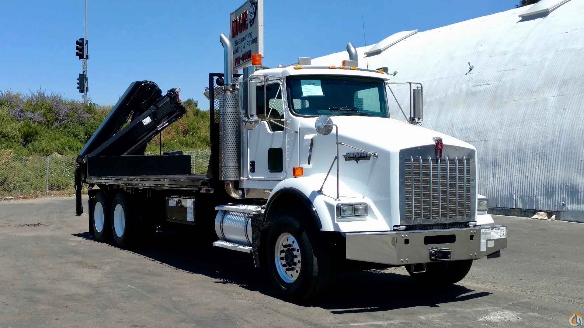 HIAB XS 288 EP-3 HiPro mounted to 2004 Kenworth T800 flatbed Mounted Knuckle Boom Crane (Sold) in San Marcos California Crane Network image 0